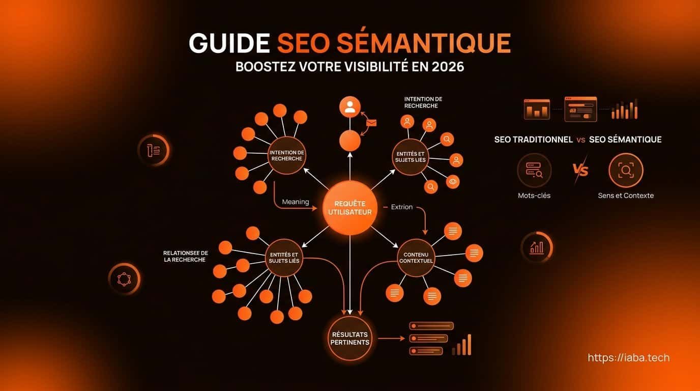 Processus en 5 étapes du SEO sémantique : intention, entités, cocon, LLM
