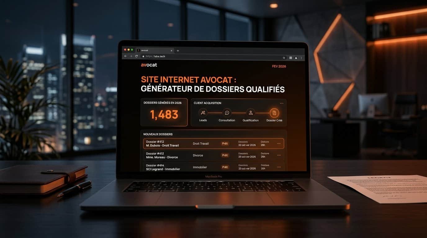 Site internet avocat : le transformer en machine à dossiers 1 Avocat consultant une tablette numérique pour le suivi de nouveaux dossiers clients