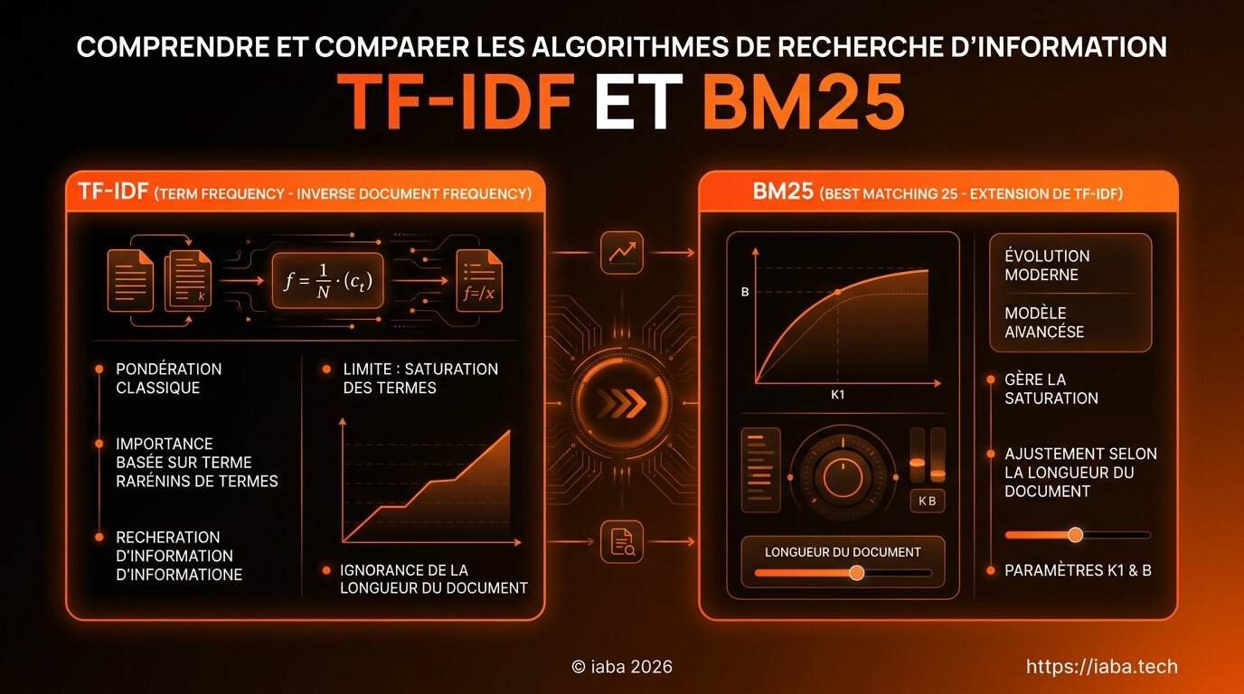 TF-IDF et BM25 : Comprendre le Scoring SEO de Google 2 Comparaison visuelle entre TF-IDF classique et fonction de classement probabiliste BM25