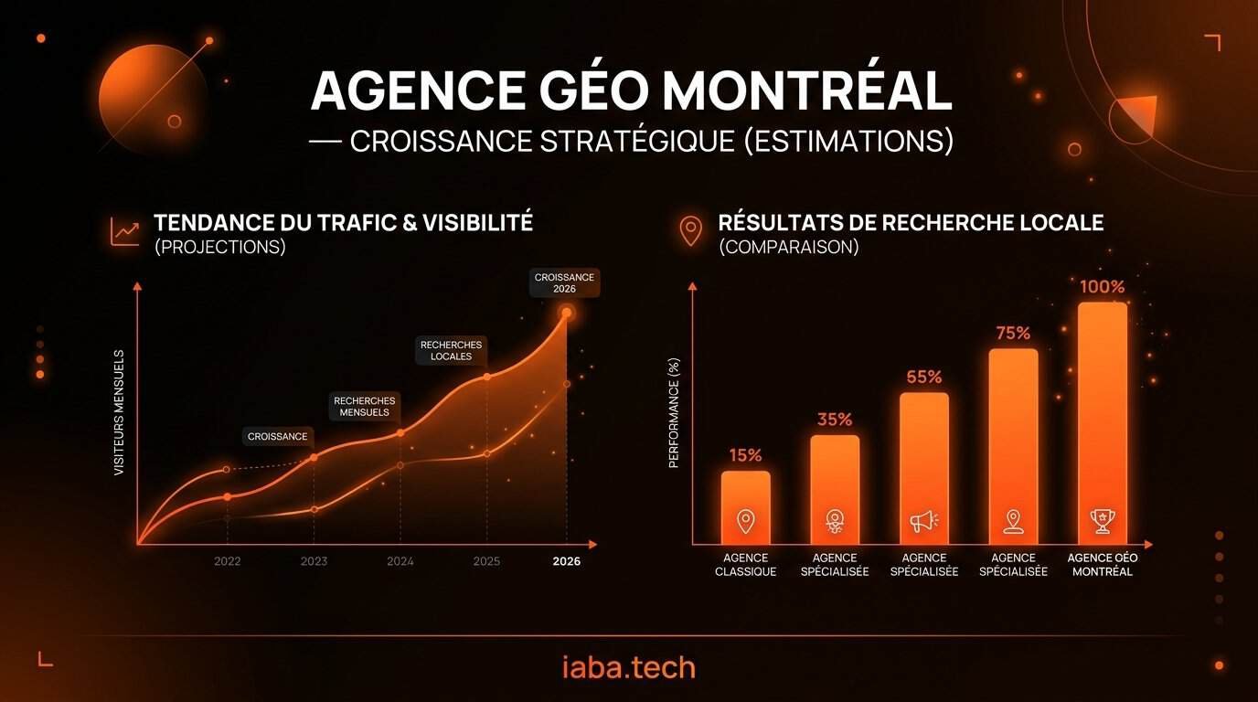 Agence GEO Montréal : référencement IA pour PME du Québec 3 Graphique de comparaison visibilité organique classique vs réponses IA pour agence GEO Montréal
