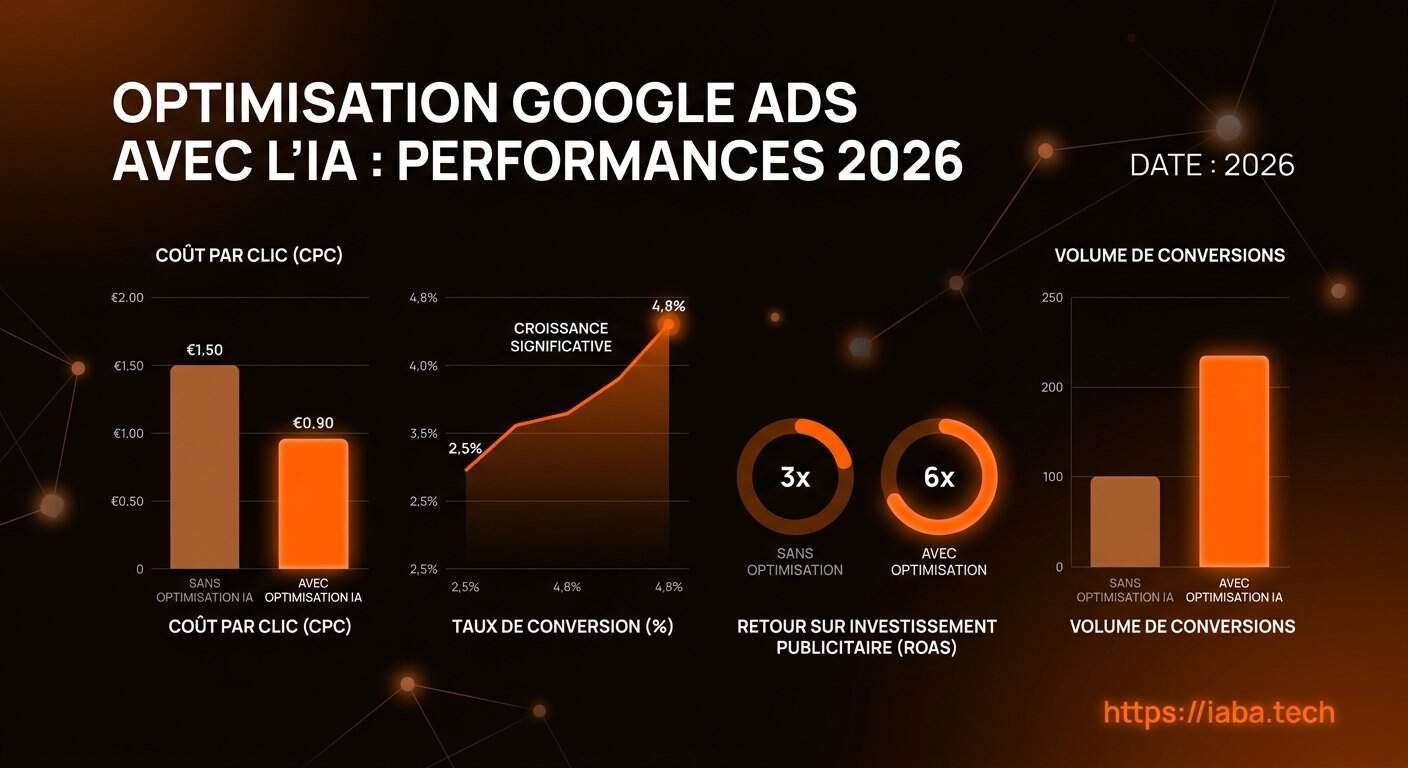 Graphique campagne google ads : évolution ROI et CPC moyen sur 12 mois