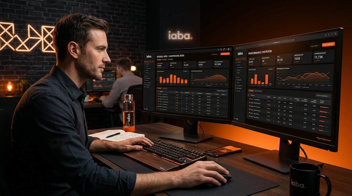 Tableau de bord de gestion de campagne Google Ads avec indicateurs de performance