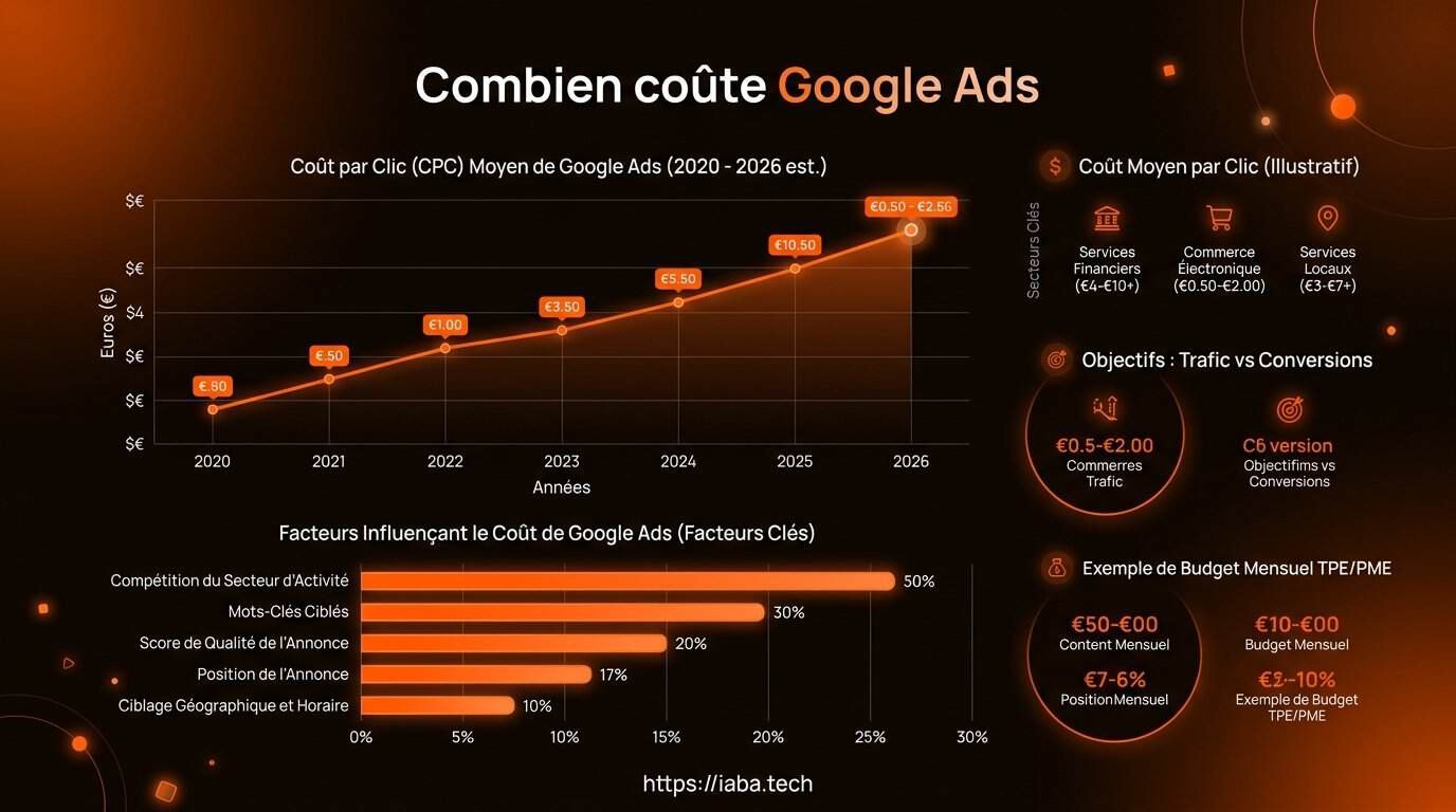 Combien coûte Google Ads : Prix, CPC et Budget Minimum 4 Graphique de l'évolution du CPC moyen Google Ads France par secteur : hausse de 15% en 2024
