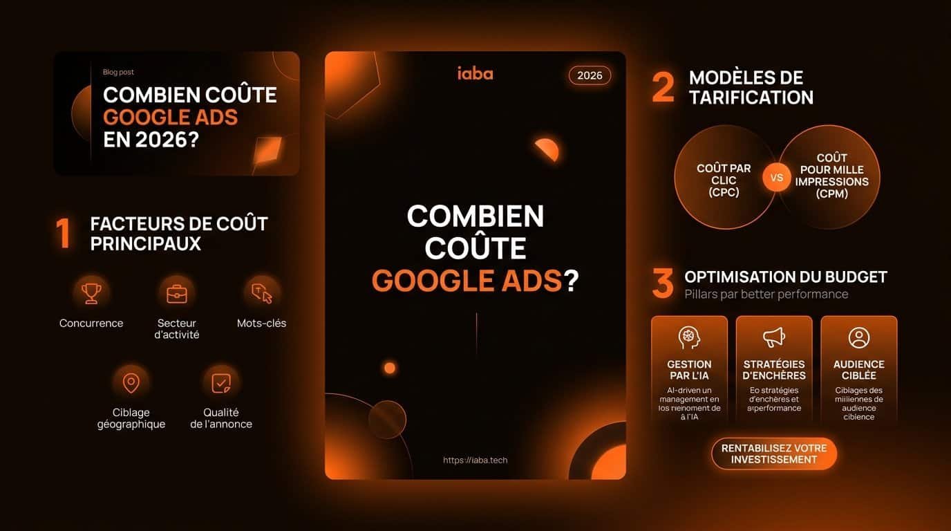 Combien coûte Google Ads : Prix, CPC et Budget Minimum 2 Infographie du budget Google Ads 2026 : enchères CPC, score de qualité et répartition des coûts
