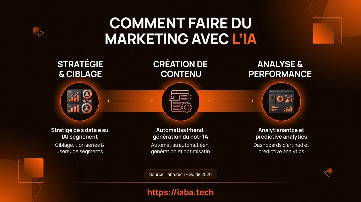 Infographie processus en 5 étapes pour intégrer l'IA dans une stratégie marketing 2026