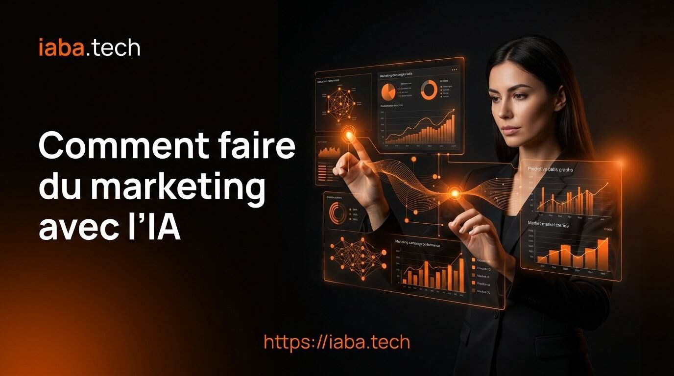 Tableau de bord marketing piloté par intelligence artificielle sur écran d'ordinateur