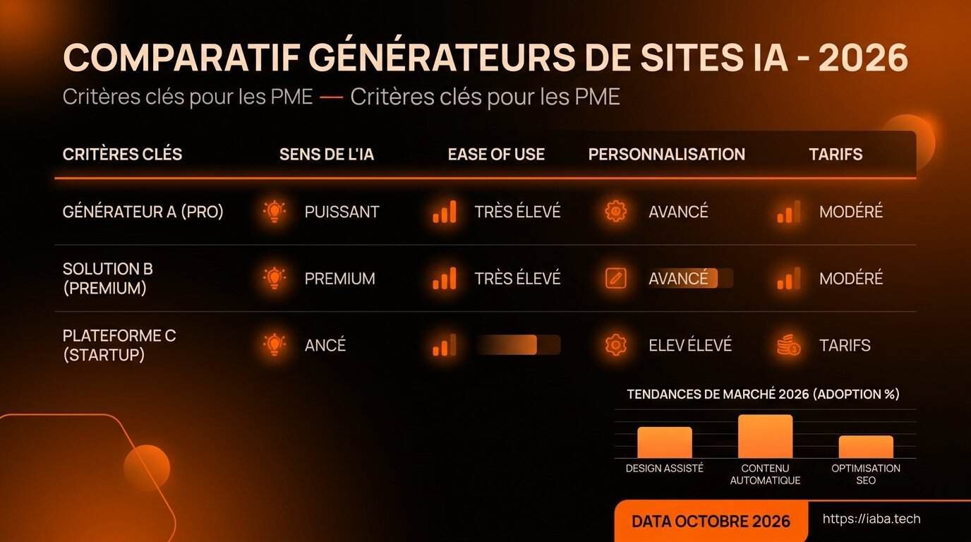 Graphique des performances et parts de marché des générateurs de sites IA en 2026