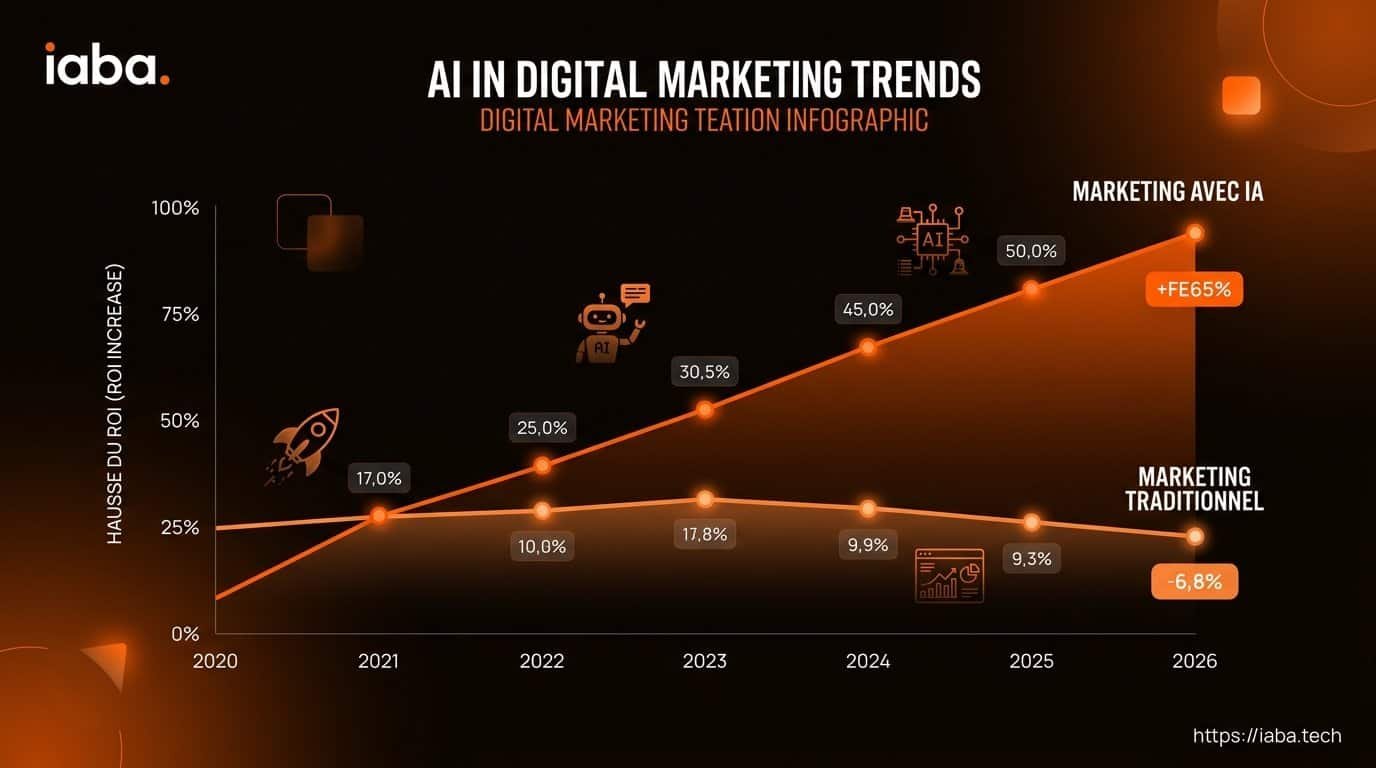 Courbe de croissance de l'adoption IA en marketing digital