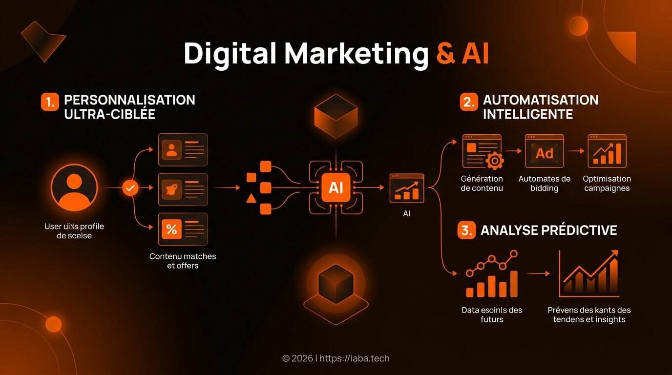 Agence Marketing Digital IA : Stratégies et Livrables 2 Schéma étape par étape de l'intégration de l'IA dans les stratégies de marketing digital