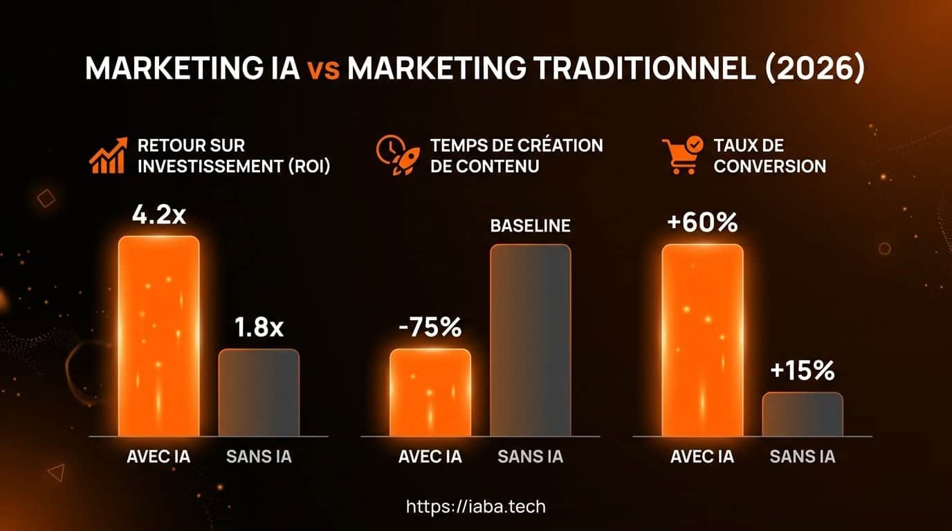 Graphique ROI marketing ia vs stratégies traditionnelles