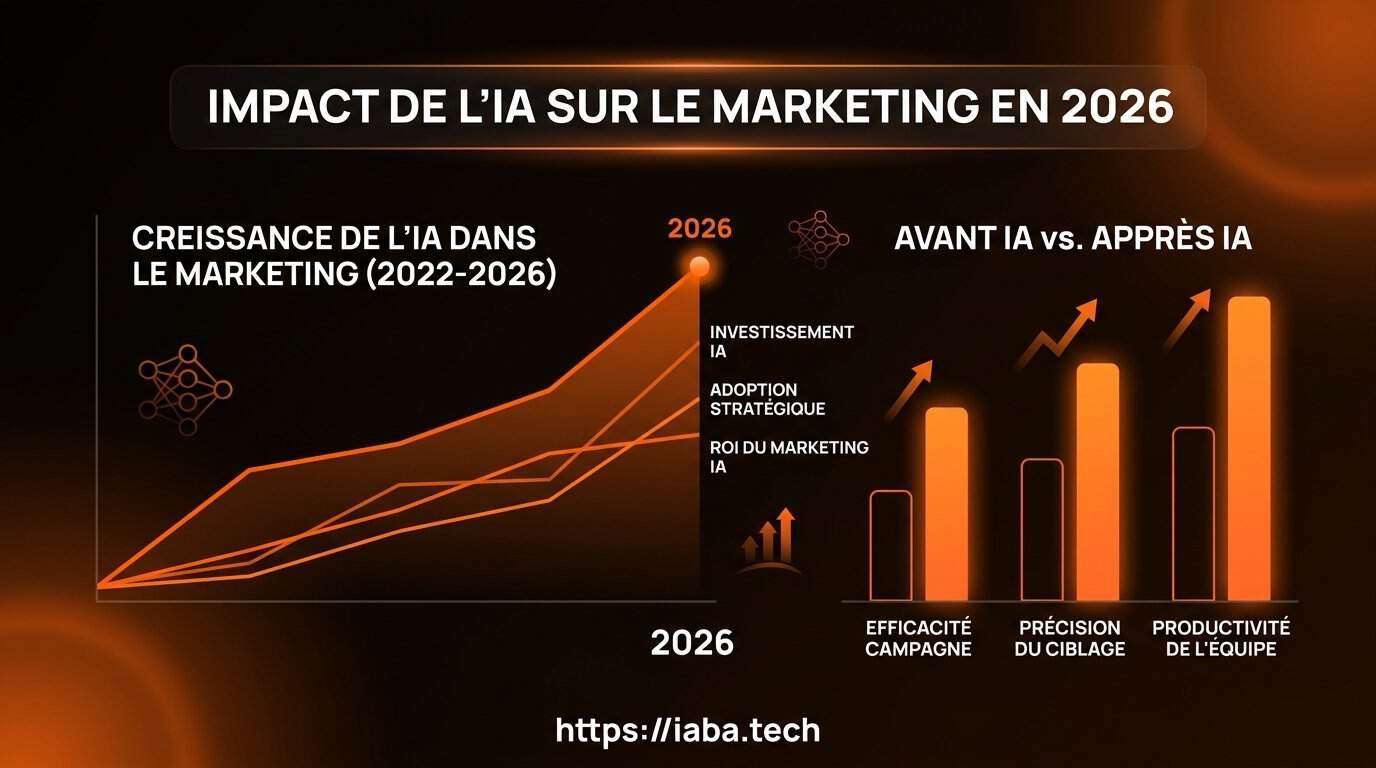 Graphique d'évolution de l'adoption du marketing IA et impact sur le ROI