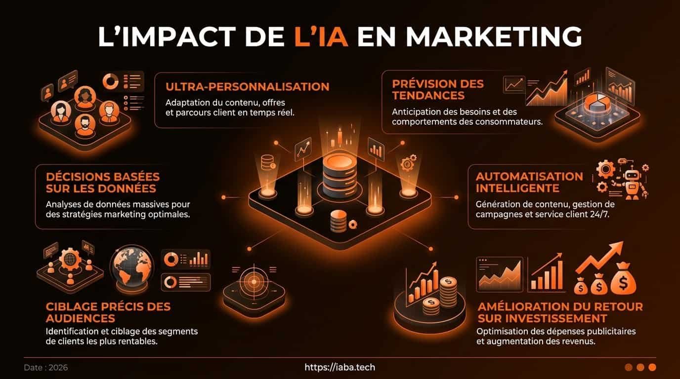 Infographie marketing IA : 5 étapes de l'analyse prédictive à l'automatisation