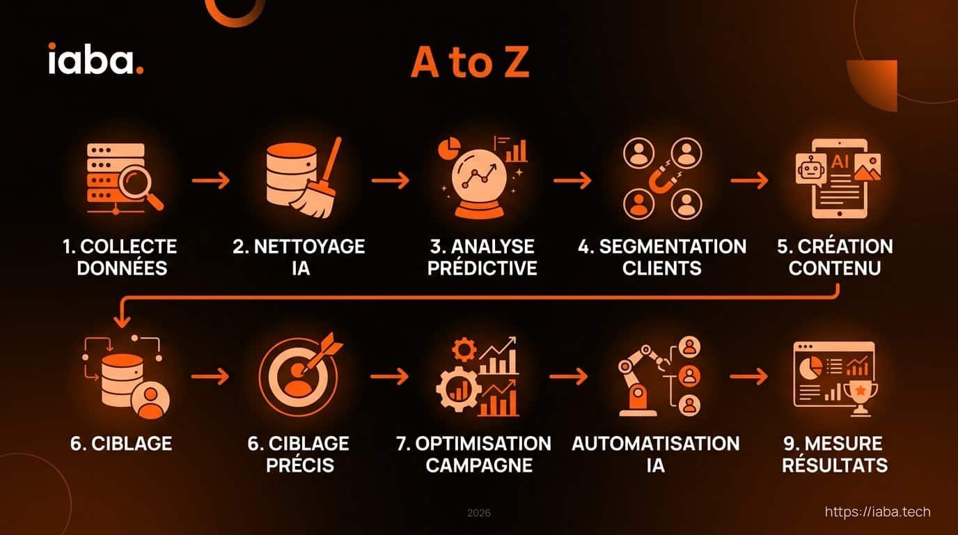 Schéma marketing ia : workflow en 5 étapes de l'acquisition IA 2026