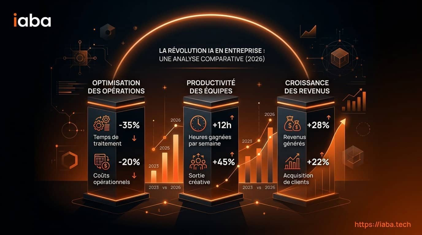 Outils IA pour entreprise : le guide pour choisir sans se tromper 3 Graphique de l'adoption des outils IA en entreprise et gains d'efficacité