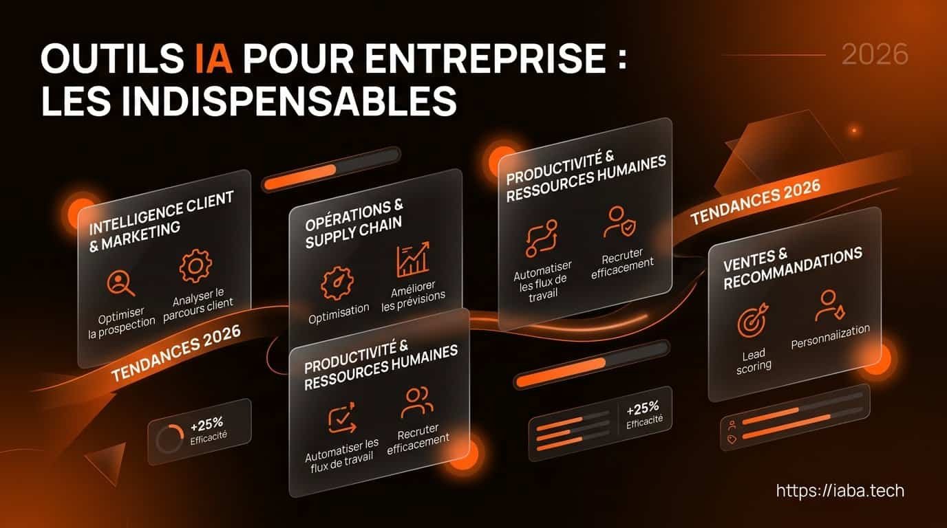 Outils IA pour entreprise : le guide pour choisir sans se tromper 2 Infographie des 5 catégories d'outils IA pour entreprise en 2026