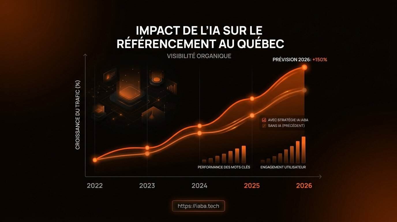 Graphique : évolution de l'adoption du référencement par IA au Québec entre 2023 et 2024