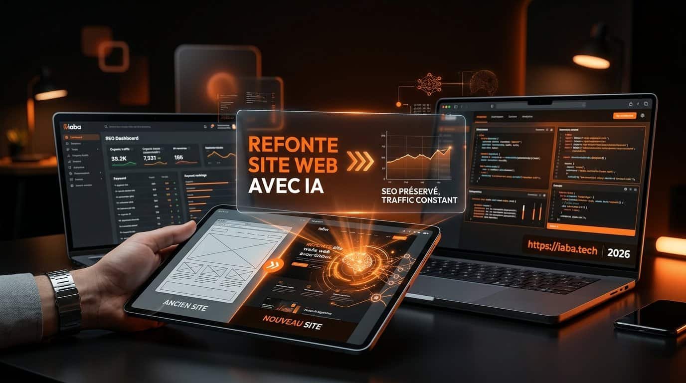 Dashboard d'optimisation SEO assisté par IA lors d'une refonte de site web