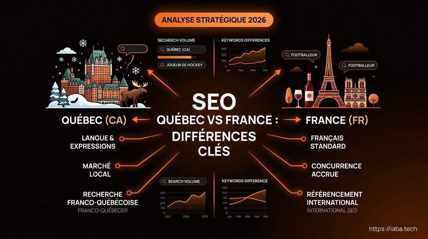 Comparatif visuel des différences SEO entre le Québec et la France