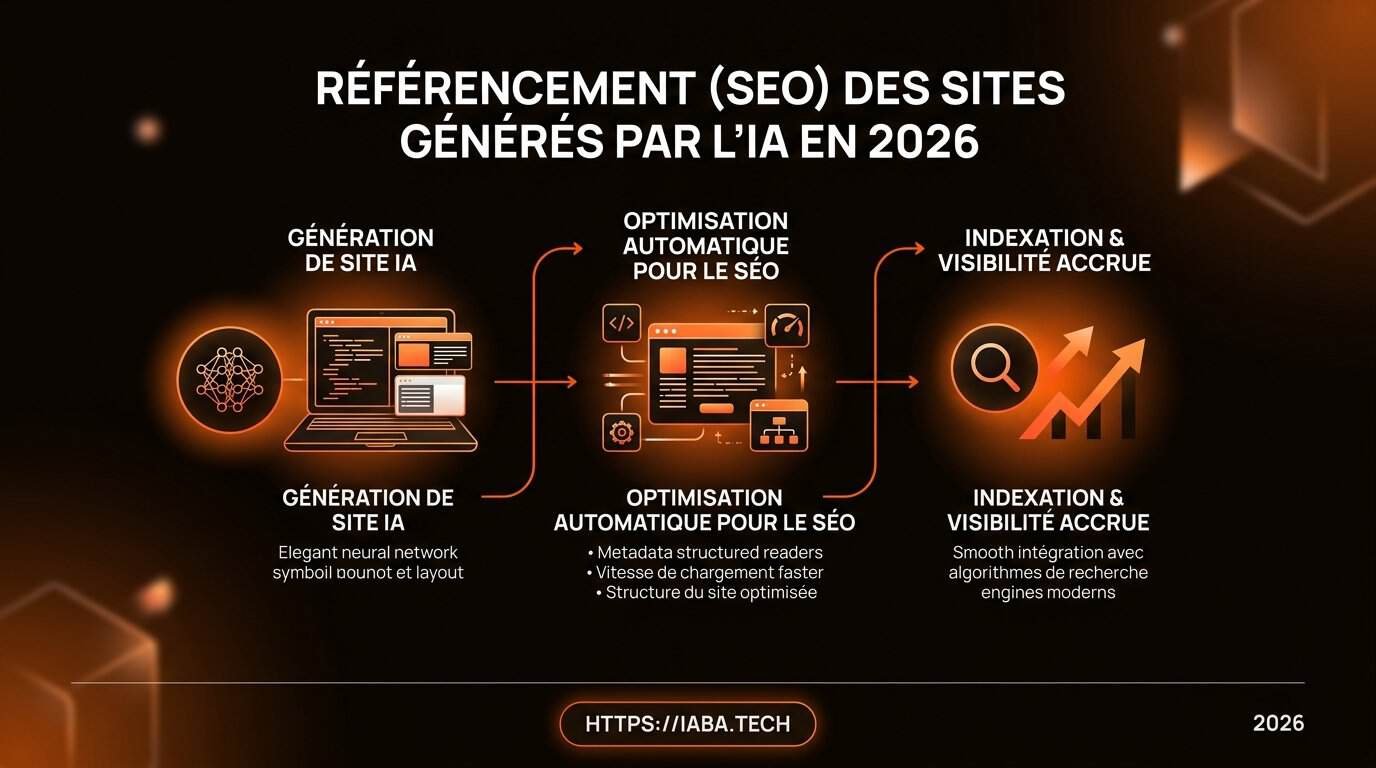 Infographie du processus de référencement pour un site généré par IA