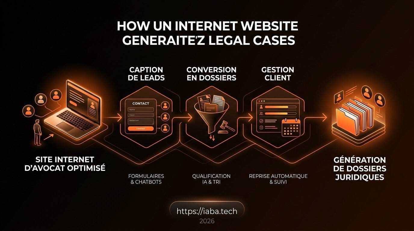 Schéma des 5 étapes pour transformer un site internet d'avocat en outil de génération de dossiers qualifiés