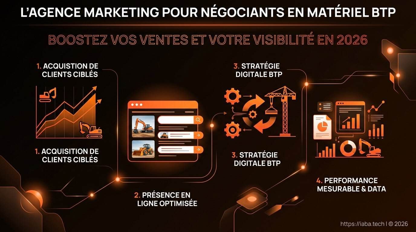 Agence marketing négociant matériel BTP : pourquoi se spécialiser 3 Infographie des étapes d'une stratégie marketing digitale pour un négociant en matériel BTP