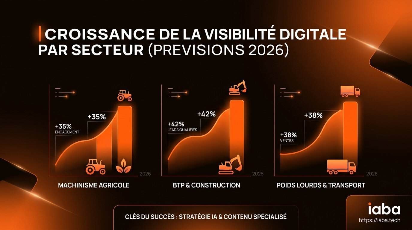 Agence BTP, machinisme et poids lourds : Google Ads et IA 3 Graphique ROI marketing digital machinisme agricole BTP poids lourds 2022-2024