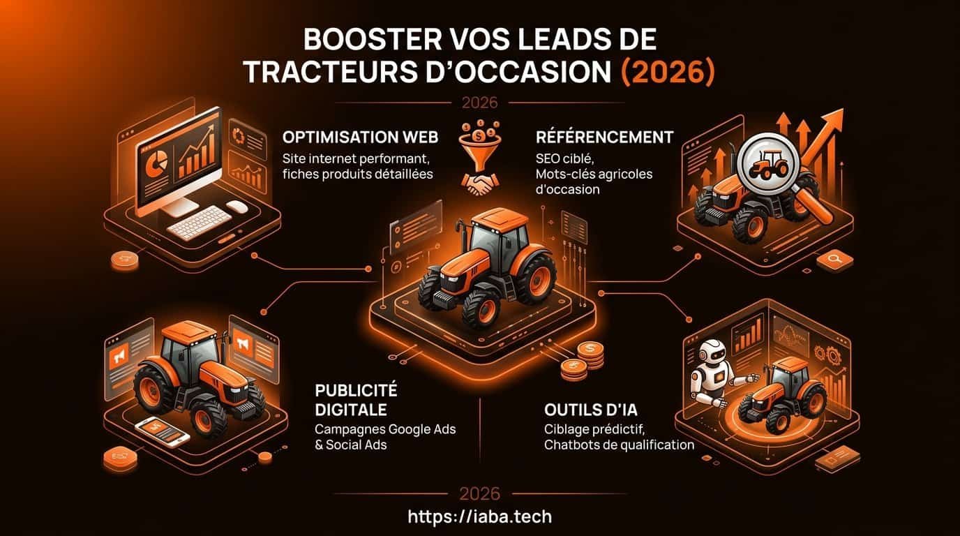 Générer plus de leads pour vendre ses tracteurs d'occasion 2 Infographie des étapes de conversion pour les acheteurs de tracteurs d'occasion